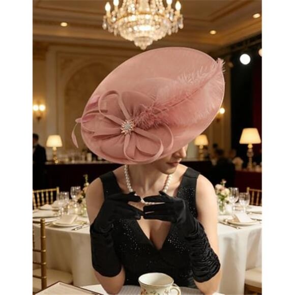 Women\'s Fascinator Hat Elegant Flower Mesh Feathers Headband Derby Hat main image 6